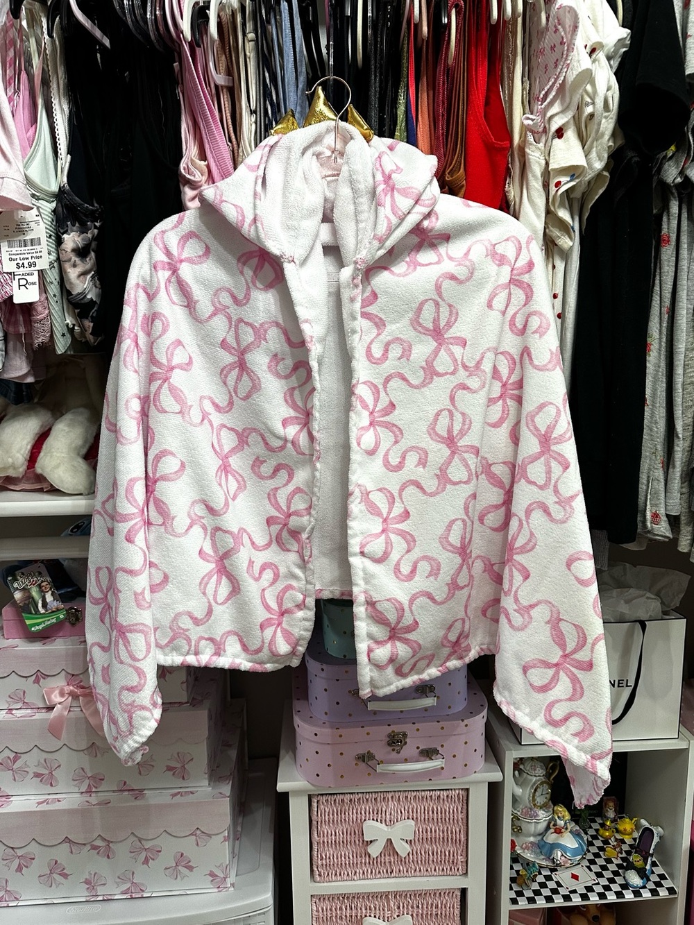 Hi Peach Layne Princess Pink Coquette Bow Hooded Bath Towel - Girls